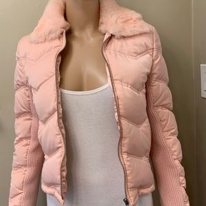 WOMENS VINTAGE BEBE PINK FUR COAT SIZE MEDIUM